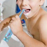 Cartoon Electric Toothbrush Rechargeable Speed Control Toothbrush with 6 Replacement Heads Blue