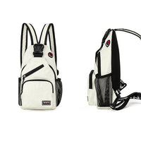 Water-resistant Travel Chest Pack Outdoor Shoulder Sling Bag Crossbody Bag with Earphone Hole White