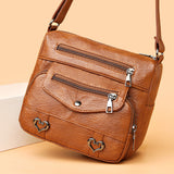 Crossbody Bag for Women Leather Messager Bag Large Capacity Shoulder Bag Brown