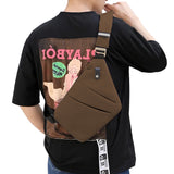 Men Anti-Theft Chest Pack Left Shoulder Sling Bag Travel Crossbody Bag Coffee