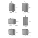 6Pcs Set Packing Cubes for Suitcases Travel Luggage Organizers Clothing Sorting Bags Grey