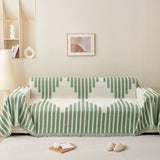 Reversible Sofa Couch Cover Boho Chenille Blanket Green