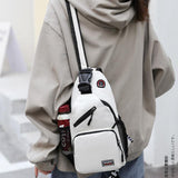 Water-resistant Travel Chest Pack Outdoor Shoulder Sling Bag Crossbody Bag with Earphone Hole White