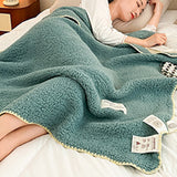 230 x 200cm Soft Faux Fur Sherpa Throw Blanket Large Cozy Blanket for Sofa Bed Green