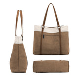 Women Tote Bag for Work Travel Canvas Laptop Handbag Shoulder Bag Brown