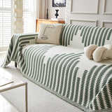 Reversible Sofa Couch Cover Boho Chenille Blanket Green