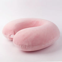 Travel Neck Pillow Memory Foam U Shaped Pillow for Flights Road Trips Office Pink