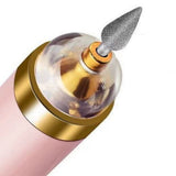 Portable Nail Drill Pen USB Electric File with 5 Grinding Heads Pink