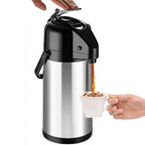 3L Stainless Steel Vacuum Insulated Water Dispenser Coffee Carafe for Hot Drinks Tea Liquid Silver