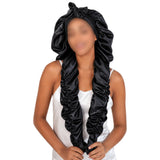 Double Layer Satin Bonnet for Long Hair Braids and Natural Hairstyles Black