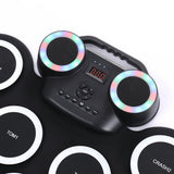 Roll Up Electronic Drum Kit Portable with Bluetooth and Dual Speakers Black