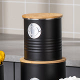 5 PCS Black Bread Bin and Airtight Kitchen Storage Canister Set