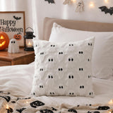 Halloween Ghost Decorative Pillow Cover Cute with Zipper for Home Office White