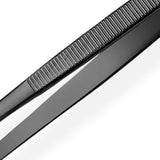2PCS Kitchen Cooking Tongs Tweezers Stainless Steel Kitchen Round and Straight Head for Grilling Cooking Black