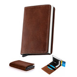 RFID Blocking Wallet PU Leather Credit Card Holder Money Cash Purse Dark Brown