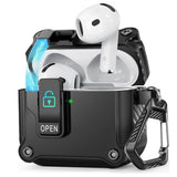 Compatible with AirPods 4th Gen Protective Case Cover with 2 Cleaning Pens Black