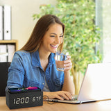 Dimmable Digital Alarm Clock with Wireless Charger Station for Home Office Black