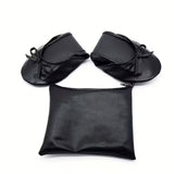 Foldable Women's Indoor Ballet Flats Roll-Up Dance Shoes Black