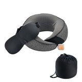 Travel Pillow Set Memory Foam Neck Pillow with Earplugs and Eye Mask Dark Gray