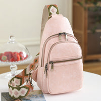 Women Sling Bag PU Leather Crossbody Bag Shoulder Bag Pink