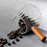 180ml Ribbed Glass Measuring Cup with Engineered Wood Handle Clear