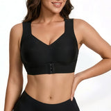 Seamless Front Closure Bra Wireless Full Coverage Cross Back Women Black