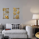 4Pcs 3D Metal Leaves Wall Art Decor Modern Hanging Wall Decoration for Home Hotel Office Gold