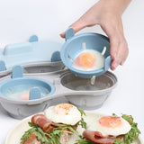 Microwave Egg Cooker Double Layer with Poached Egg Steamer Blue