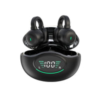 Bluetooth 5.3 Ear Clip Headphones Wireless Sports Earbuds with LED Display Charging Case Black