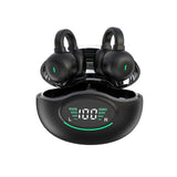 Bluetooth 5.3 Ear Clip Headphones Wireless Sports Earbuds with LED Display Charging Case Black