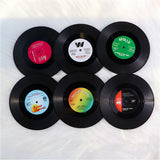 6 Pcs Retro Vinyl Record Coasters with Record Player Stand Gift Style 2