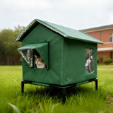 Cat House for Outside Winter Insulated Cat Shelter for Small to Medium Cats Green