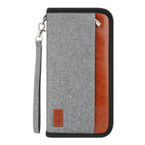 RFID Blocking Passport ID Card Holder Zipper Travel Wallet Grey