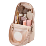 2PCS Portable PU Leather Standing Makeup Organizer Bag Makeup Pouch