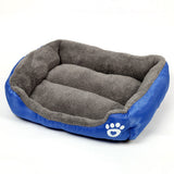 Soft Winter Semi-Enclosed Pet Bed Mat with Raised Edges Royal Blue