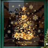 2 PCS Removable Gold Christmas Tree Static Cling Window Decals