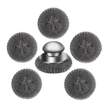 Kitchen Steel Wool Cleaning Brush Handle with 5 Replacement Heads