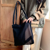 Women Corduroy Tote Bag Shoulder Hobo Bag Big Capacity Shopping Work Bag Black