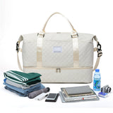 2Pcs Travel Weekender Bags Duffle Bag for Women with Shoe Compartment White