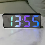 Dual Power Supply Digital Alarm Clock Bedside Alarm with Large LED Mirror Display Black
