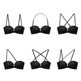 Women Push Up Bra Front Closure Wireless Seamless Convertible Black
