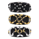 3 PCS Beaded Hair Comb Double Row Elastic Clip Hair Accessories