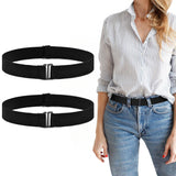 2-Pack Women’s Adjustable Stretch Belts Invisible Elastic Waistband for Pants and Dresses Black