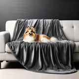 Water-Resistant Blanket Reversible Soft Flannel Blanket for Bed Sofa Camping Dark Gray and Light Gray