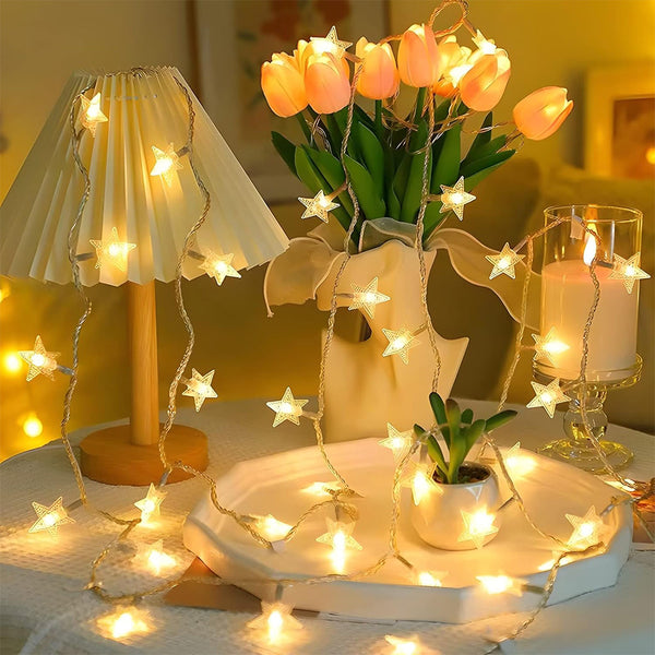 20 LED Star String Lights – 3m Fairy Christmas Lights Battery Operated for Party