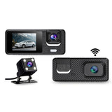 Triple Lens Car Dash Cam with Super Night Vision and Loop Recording