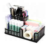 3 Compartment Mesh Pen Holder Desk Organizers Pencil Holder for Desk Black