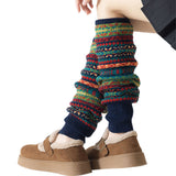 1 Pair Winter Multicoloured Socks Women Leg Warmer Gifts Navy Blue