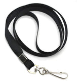 50PCS ID Badge Lanyards Polyester Flat with 360 Swivel Hooks Black