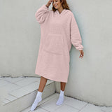 Reversible Wearable Blanket Plush Warm Cozy Blanket One Size Fits All Pink
